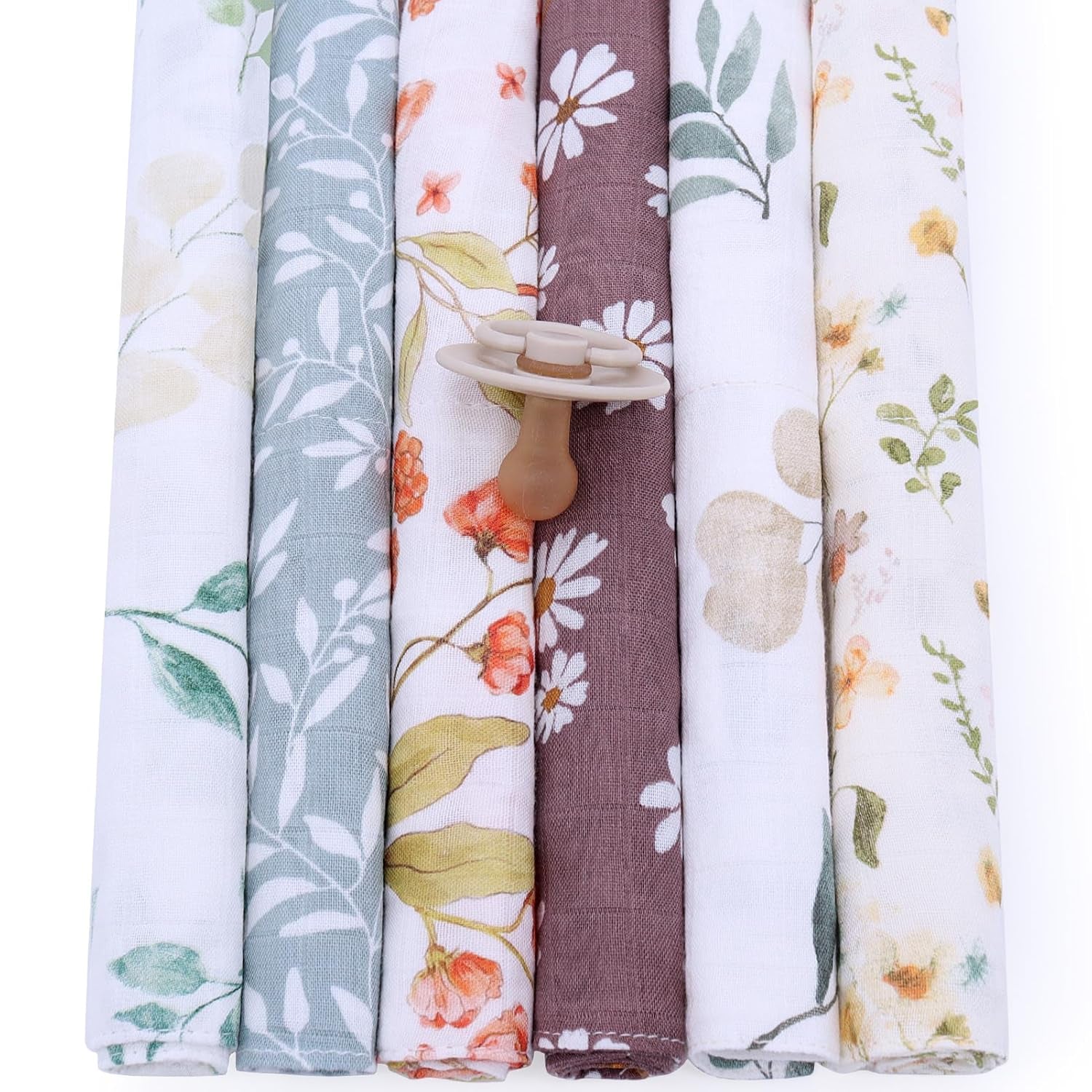 Baby Muslin Washcloths, Soft 6 Pack Baby Wash Cloths Unisex for Boys Girls, 70% Viscose from Bamboo and 30% Cotton Bath Face Towels, Bibs for Newborn with Sensitive Skin, 10.6X10.6 Inches
