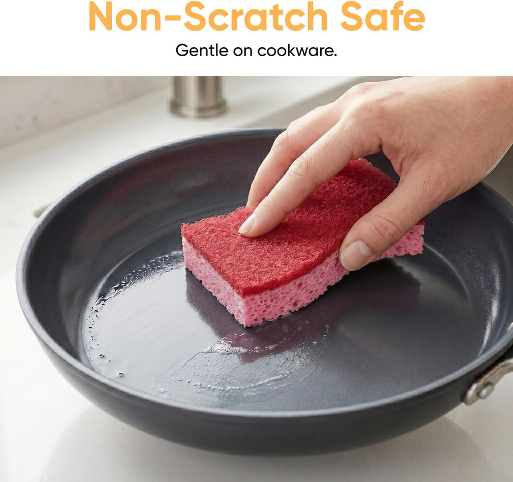 Kitchen Sponges for Washing Dishes, Non-Scratch Cellulose Dish Scrub Sponges, Cleaning Sponges for Household Use, Safe Cleaning Products, Kitchen Sponges Pack of 12, by