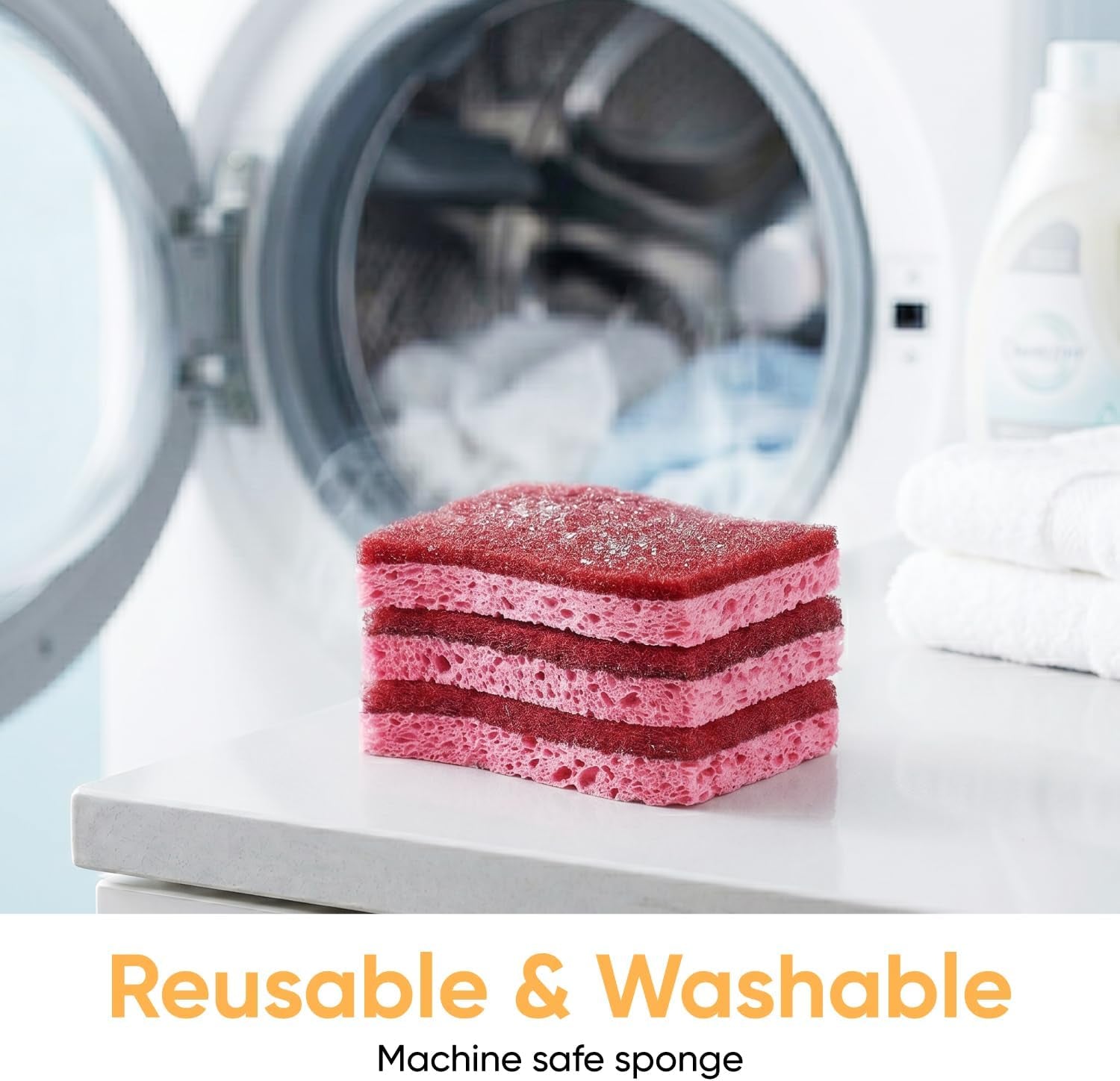 Kitchen Sponges for Washing Dishes, Non-Scratch Cellulose Dish Scrub Sponges, Cleaning Sponges for Household Use, Safe Cleaning Products, Kitchen Sponges Pack of 12, by