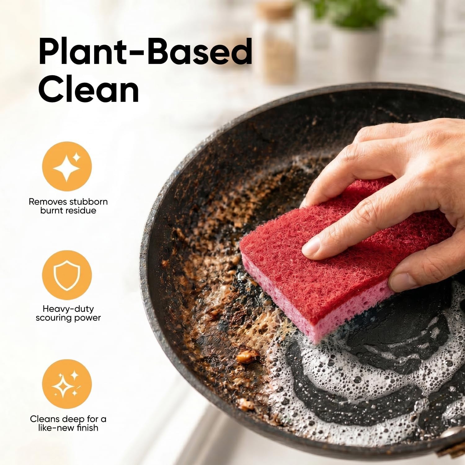 Kitchen Sponges for Washing Dishes, Non-Scratch Cellulose Dish Scrub Sponges, Cleaning Sponges for Household Use, Safe Cleaning Products, Kitchen Sponges Pack of 12, by