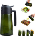 2 in 1 Oil Dispenser and Oil Sprayer, 16 Oz/470 Ml Oil Dispenser for Kitchen Spray, with Fine Mist Nozzle, Suitable for Cooking, Air Fryer, Salad, Grilling(Black-1)