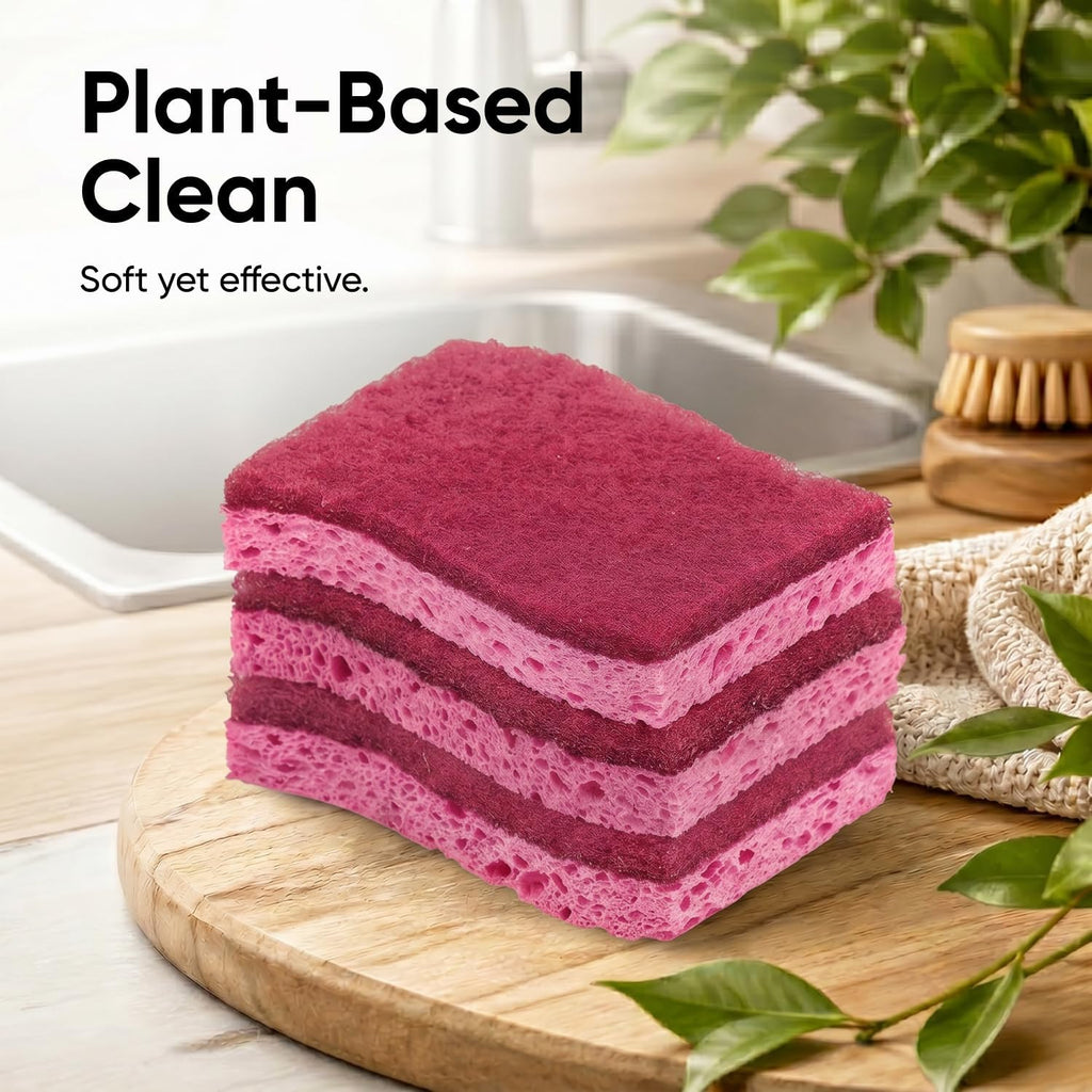 Kitchen Sponges for Washing Dishes, Non-Scratch Cellulose Dish Scrub Sponges, Cleaning Sponges for Household Use, Safe Cleaning Products, Kitchen Sponges Pack of 12, by