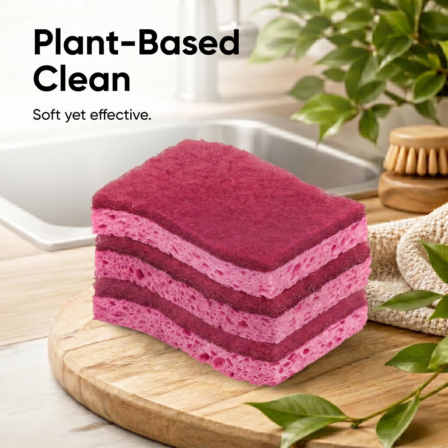 Kitchen Sponges for Washing Dishes, Non-Scratch Cellulose Dish Scrub Sponges, Cleaning Sponges for Household Use, Safe Cleaning Products, Kitchen Sponges Pack of 12, by