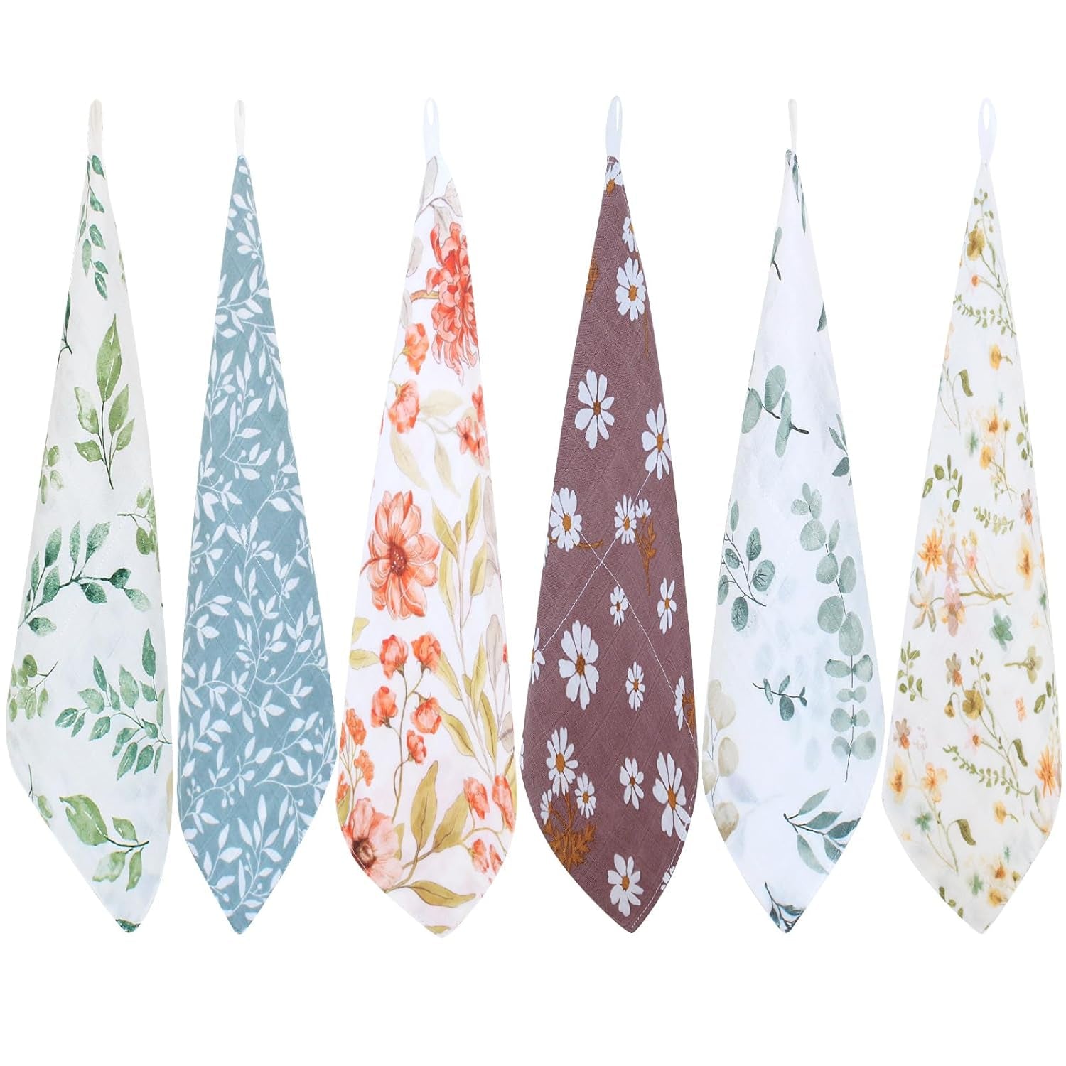 Baby Muslin Washcloths, Soft 6 Pack Baby Wash Cloths Unisex for Boys Girls, 70% Viscose from Bamboo and 30% Cotton Bath Face Towels, Bibs for Newborn with Sensitive Skin, 10.6X10.6 Inches