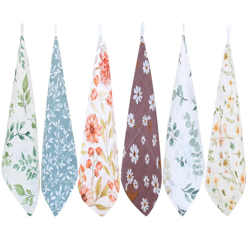 Baby Muslin Washcloths, Soft 6 Pack Baby Wash Cloths Unisex for Boys Girls, 70% Viscose from Bamboo and 30% Cotton Bath Face Towels, Bibs for Newborn with Sensitive Skin, 10.6X10.6 Inches